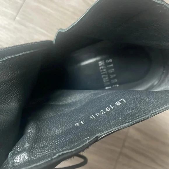 STUART WEITZMAN X RUSSELL & BROMLEY BLACK LEATHER HEELED PLATFORM ANKLE BOOTS 38 - Picture 11 of 12